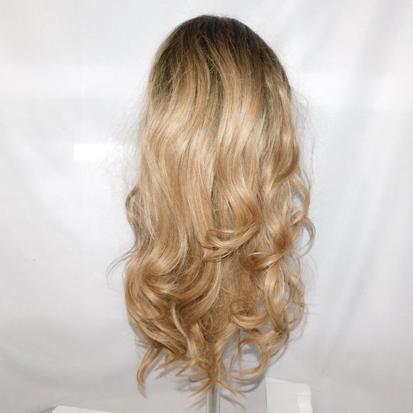 Two Tone Blonde Brown Wavy synthetic wig 22” Halloween Cosplay Dress up - - Picture 5 of 9